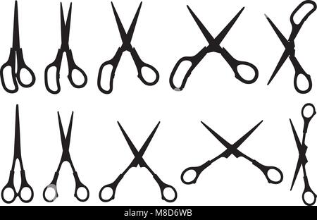 Set of different scissors isolated on white Stock Vector