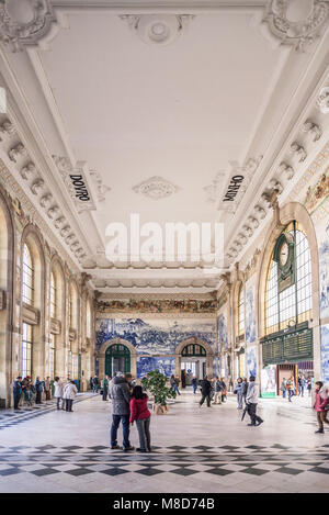 sao bento central railway station landmark interior in porto portugal Stock Photo