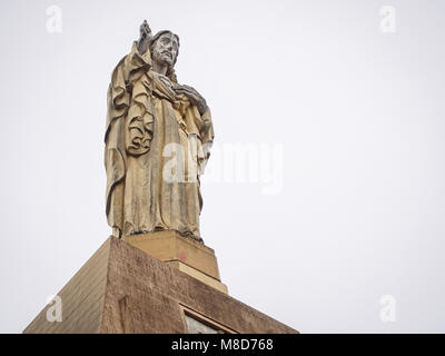 29-meters Monument to the Sacred Heart by Federico Coullaut - Valera on the top of the mount Urgull in San Sebastian, Basque Country, Spain. Stock Photo