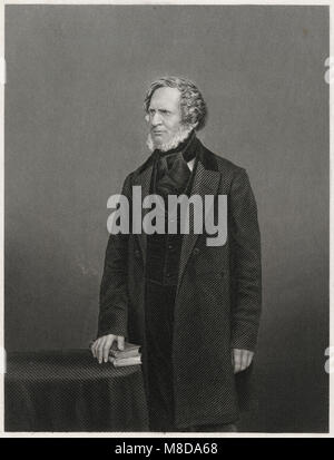 Antique c1860 engraving, Edward Smith-Stanley, 14th Earl of Derby. Edward George Geoffrey Smith-Stanley, 14th Earl of Derby (1799-1869), was a British statesman, three-time Prime Minister of the United Kingdom and the longest-serving leader of the Conservative Party. SOURCE: ORIGINAL ENGRAVING Stock Photo