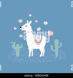 Cute llama illustration Stock Vector
