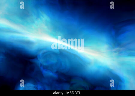 Blue glowing plasma watercolor concept in space, computer generated abstract background, 3D rendering Stock Photo