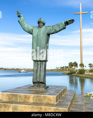 St Augustine, FL - March 07, 2018: A view of the bronze statue of the Father Francisco Lopez built by Dr. Ivan Mestrovi. The statue is located on the  Stock Photo