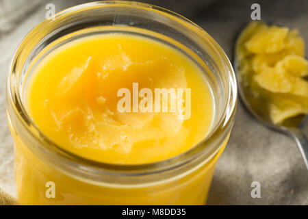 Homemade Clarified Butter Ghee in a Bowl Stock Photo