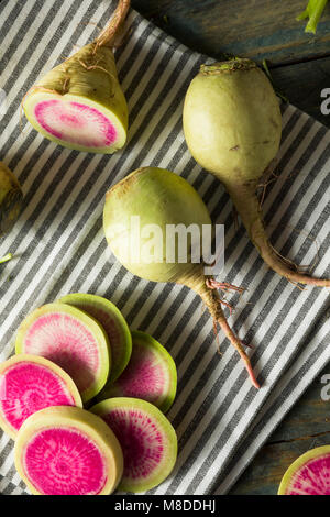 Raw Green and Red Organic Watermelon Radishes Ready to Eat Stock Photo