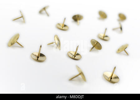 A Small Collection of Thumbtacks In A White Box #1 Stock Photo