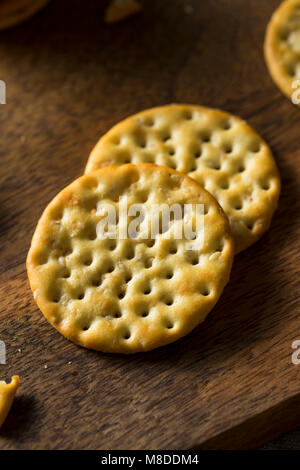 Round Whole Wheat Crackers with Sea Salt Stock Photo