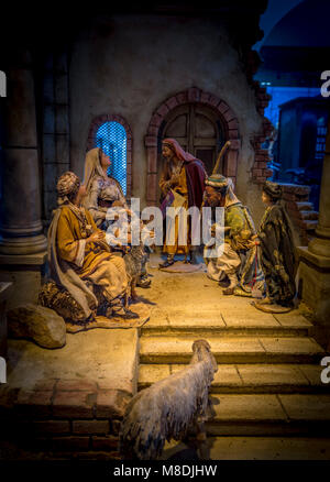 Illuminated crib nativity scene in a church for Christmas (St Edmunds ...