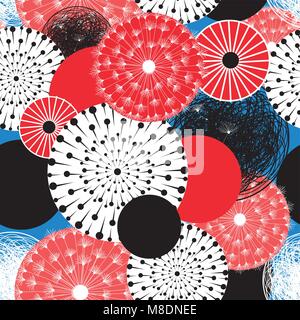 Vector abstract seamless pattern of round unusual elements Stock Vector
