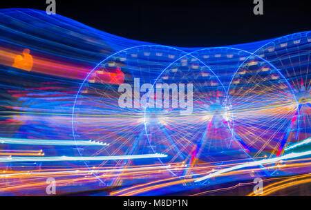 Moving Ferris Wheel in Long Exposure in Nice, Provence-Alpes-Côte d'Azur, France Stock Photo