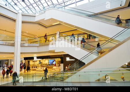 View of the Rideau Centre, a large commercial shopping center mall in ...