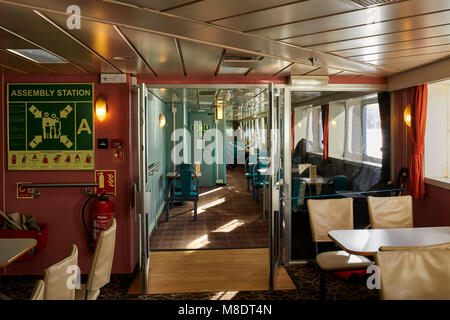 Passenger lounge area on board Caledonian MacBrayne ferry, 'Isle of Mull'. Route between Oban and Craignure, Mull Stock Photo