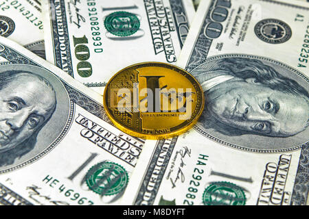 Physical version of Litecoin, new virtual money Stock Photo