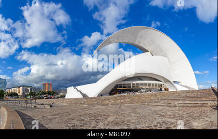 Santa Cruz de Tenerife, Canary Islands, Spain - February 8, 2018: Auditorio, iconic landmark - opera house of Santa Cruz de Tenerife, built in 2003 in Stock Photo