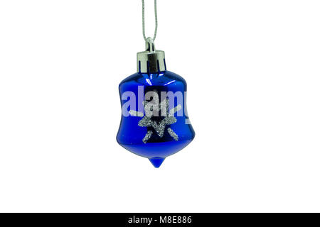 Blue Christmas Bell isolated on white Stock Photo