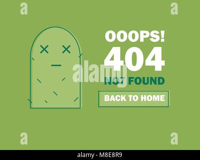 404 Error Page or File not Found icon. Cute green Cactus. UX UI vector for web Stock Vector