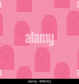 Pattern for seamless background. Cute pigs on a pink background. Stock Vector