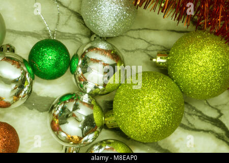 Round decorating Christmas , metallic balls Stock Photo