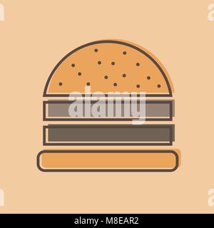 burger logo emblem colored shape line style Stock Vector