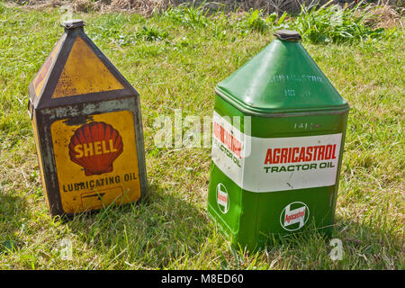 Two vintage oil cans Stock Photo