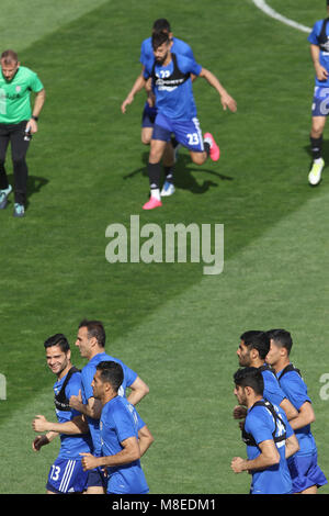 Tehran, Iran. 16th March, 2018. 16 March 2018. Iran National Football Team training session, a day before the exhibition Firndly match Sierra Leone national team in Azadi Stadium Kamal Kamyaninia(13) Credit: Saeid Zareian/Alamy Live News Stock Photo