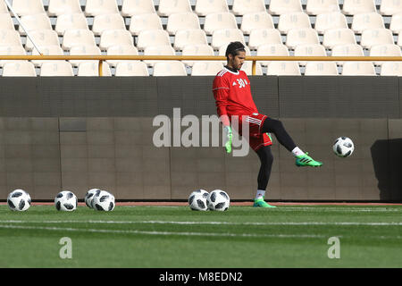 Tehran, Iran. 16th March, 2018. 16 March 2018. Iran National Football Team training session, a day before the exhibition Firndly match Sierra Leone national team in Azadi Stadium,Tehran,Iran Seyed Hossein Hisseini (30) Credit: Saeid Zareian/Alamy Live News Stock Photo