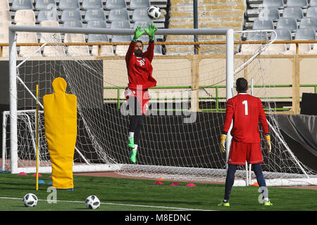 Tehran, Iran. 16th March, 2018. 16 March 2018. Iran National Football Team training session, a day before the exhibition Firndly match Sierra Leone national team in Azadi Stadium,Tehran,Iran Seyed Hossin Hoseini Iran Goakepr (30) Credit: Saeid Zareian/Alamy Live News Stock Photo