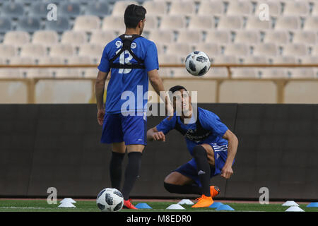 Tehran, Iran. 16th March, 2018. 16 March 2018. Iran National Football Team training session, a day before the exhibition Firndly match Sierra Leone national team in Azadi Stadium,Tehran,Iran Ali Alipoor Iranina player Credit: Saeid Zareian/Alamy Live News Stock Photo