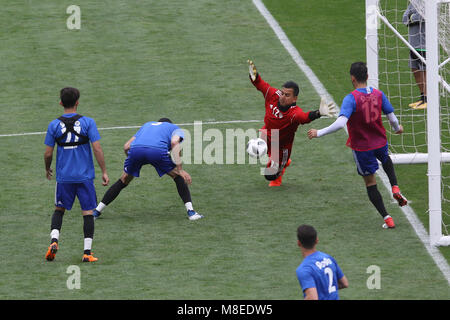 Tehran, Iran. 16th March, 2018. 16 March 2018. Iran National Football Team training session, a day before the exhibition Firndly match Sierra Leone national team in Azadi  Stadium,Tehran,Iran Hamed Lak Iranian Goalkeper Credit: Saeid Zareian/Alamy Live News Stock Photo