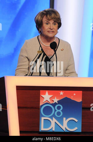 Denver, Colorado, USA. 27th Aug, 2008. Denver, CO - August 27, 2008 -- United States Representative Louise Slaughter (Democrat of New York) speaks during day 3 activities of the 2008 Democratic National Convention at the Pepsi Center in Denver, Colorado on Wednesday, August 27, 2008.Credit: Ron Sachs - CNP. Credit: Ron Sachs/CNP/ZUMA Wire/Alamy Live News Stock Photo