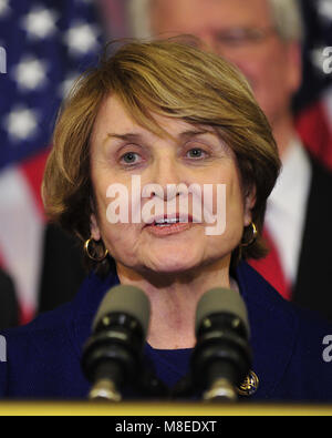 Washington, District of Columbia, USA. 22nd Mar, 2010. United States Representative Louise Slaughter (Democrat of New York) makes remarks as she and fellow House Democratic Leaders celebrate the passage of the health care reform bill in the U.S. Capitol in Washington, DC early Monday morning, March 22, 2010. Credit: Ron Sachs/CNP. Credit: Ron Sachs/CNP/ZUMA Wire/Alamy Live News Stock Photo