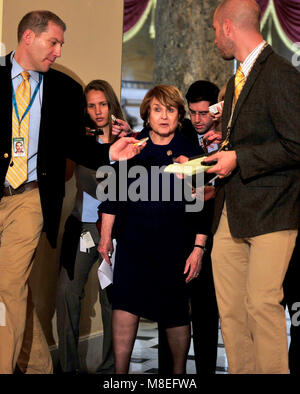 Washington, USA. 21st Mar, 2010. United States Representative Louise Slaughter (Democrat of New York), Chairman, U.S. House Rules Committee, is surrounded by reporters as she walks through the Will Rogers Corridor towards the U.S. House Chamber for the historic vote on health care reform in the U.S. Capitol in Washington, DC on Sunday, March 21, 2010.Credit: Ron Sachs/CNP.(RESTRICTION: NO New York or New Jersey Newspapers or newspapers within a 75 mile radius of New York City) - NO WIRE SERVICE · Credit: Ron Sachs/Consolidated News Photos/Ron Sachs - CNP/dpa/Alamy Live News Stock Photo