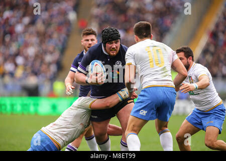 Rome, Italy. 17th February 2018. Scotland's prop Zander Fagerson carries the ball in the match against Italy in NatWest 6Nations Championship 2018 Massimiliano Carnabuci/Alamy Live News Stock Photo