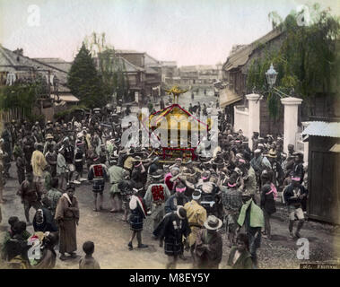 c.1880s Japan - Japanese funeral procession Stock Photo