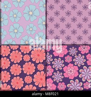 squares of Pattern of beautiful and tropical flowers, colorful design vector illustration Stock Vector