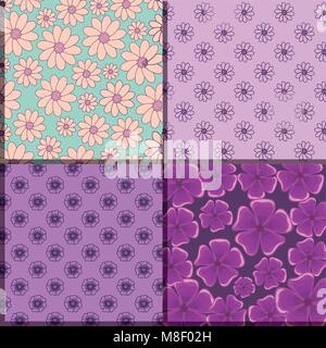 Design of squares of beautiful and tropical flowers patterns, colorful design Stock Vector