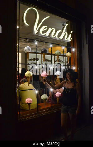 Ice cream shop in Florence at night Stock Photo