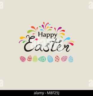 Happy Easter greeting card design. Holiday bakground with Easter eggs Stock Vector