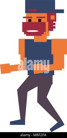 Pixelated white gangster character vector illustration graphic design Stock Vector