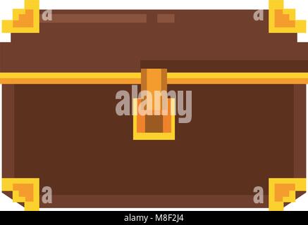 Pixelated wooden chest vector illustration graphic design Stock Vector