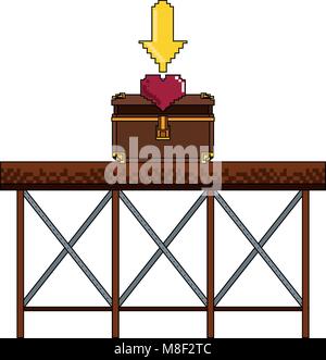 Pixelated chest with heart inside on structure vector illustration ...