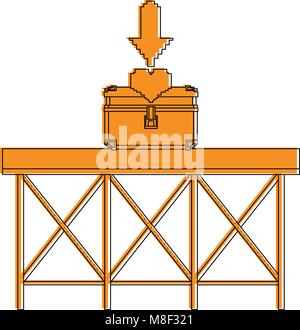 Pixelated chest with heart inside on structure vector illustration ...