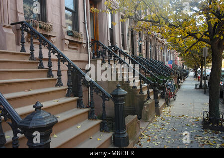 USA, New York State, New York City, Empty sidewalk along apartment buildings Stock Photo