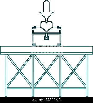 Pixelated chest with heart inside on structure vector illustration ...