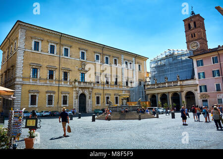 ROME, ITALY - MAY 17, 2017: View of the Palazzo Farnese or Farnese Palace, in Rome. It is currently the French embassy in Italy. Stock Photo