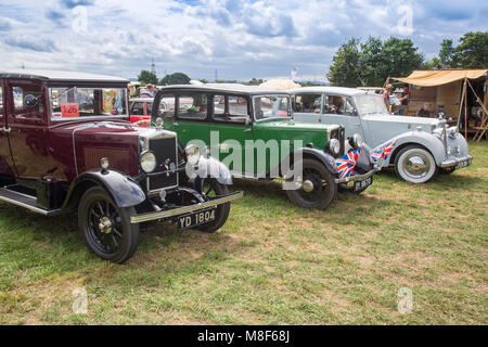 A display of vintage Morris and Austin cars at the 2017 Norton Fitzwarren Steam Rally, Somerset, England, UK Stock Photo