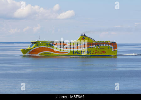 Big ferry from Tallink Shuttle, covers the distance between Finland in Helsinki, and Tallinn in Estonia,  in a regu Stock Photo