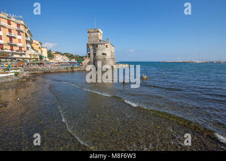 RAPALLO, ITALY, JULY, 12, 2017 - The ancient castle on the sea, Rapallo, Genoa (Genova), Italy Stock Photo