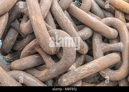 thick rusty steel chains Stock Photo