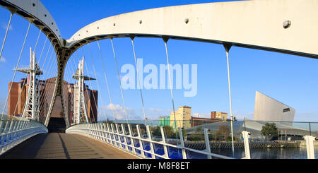 Millennium Bridge Salford Quays Greater Manchester Lancashire England Stock Photo